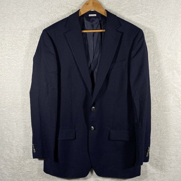 Joseph Abboud 100% Wool Reda Super 110's Sport Coat Blazer Blue 40L Textured - Picture 1 of 13